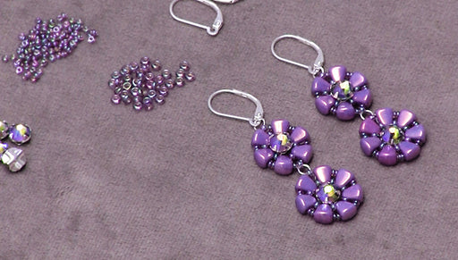 How to Make the Lizette Earrings with Czech glass Nib-Bits and Austrian Crystal Rose Montees