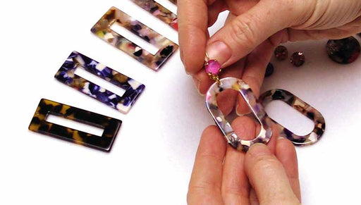 How to Make a Pair of Crystal and Colorful Resin Earrings