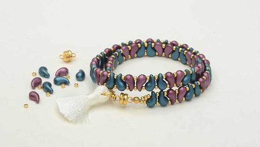 Beaded Flat Kumihimo Bracelet Set - Blue/Antique Brass - Exclusive Bea —  Beadaholique