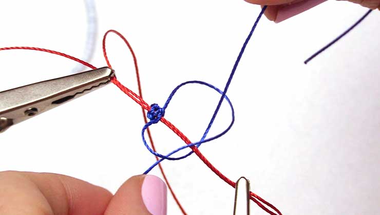 Adjustable red string bracelet - sliding square knot 