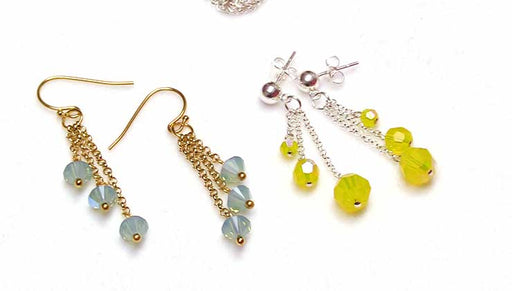 How to Make Chain Drop Earrings with Austrian Crystal Opal Shimmer Beads