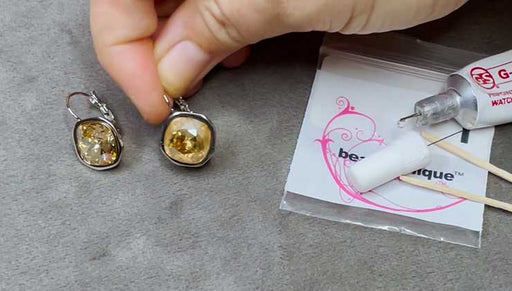 How to Make a Quick Pair of Earrings with Austrian Crystals and Gita Jewelry Glue in Settings