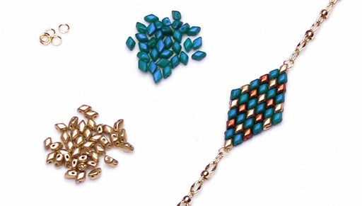How to Add a Mini GemDuo Bead Woven Focal to a Chain Bracelet