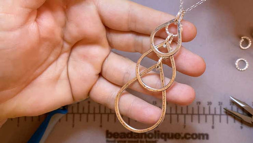How to Make a Layered Necklace featuring Multiple Sizes of Nunn Design Hammered Drop Frames