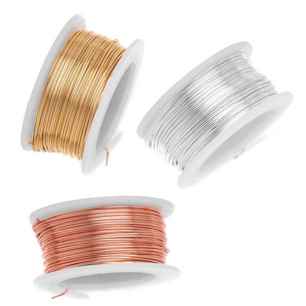 Artistic Wire, Silver Plated Craft Wire 18 Gauge Thick, 4 Yard Spool, Gold Color