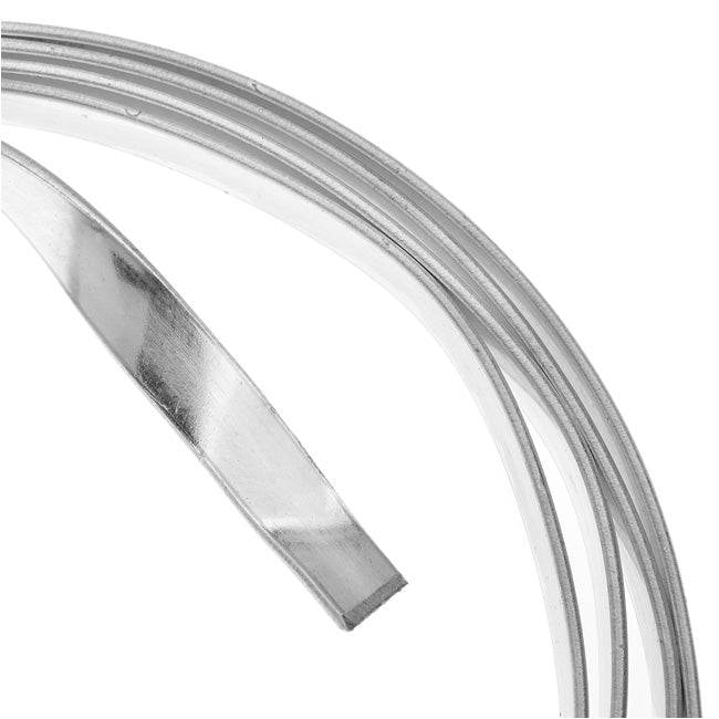 Artistic Wire, Flat Craft Wire 5mm 21 Gauge Thick, 3 Foot Coil, Tarnish Resistant Silver