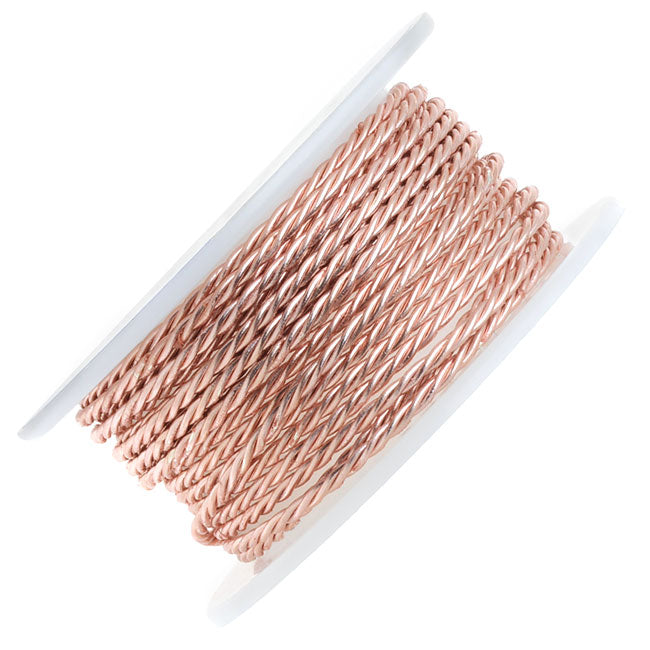 Artistic Wire, Twisted Craft Wire 18 Gauge Thick, Rose Gold Color (2 Yard Spool)