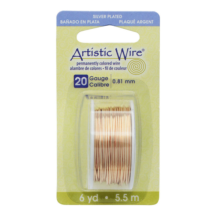 Artistic Wire, Silver Plated Craft Wire 20 Gauge Thick, Gold Color (6 Yard Spool)