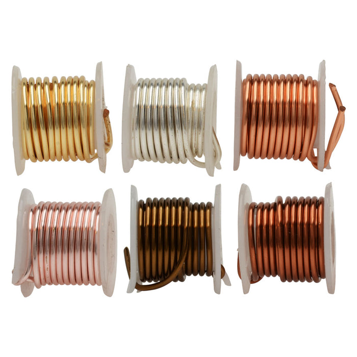 Wire Elements, Tarnish Resistant Copper Wire, 16 Gauge 1 Yard Each (.091 Meters), 6 Spool Pack, Assorted Finishes