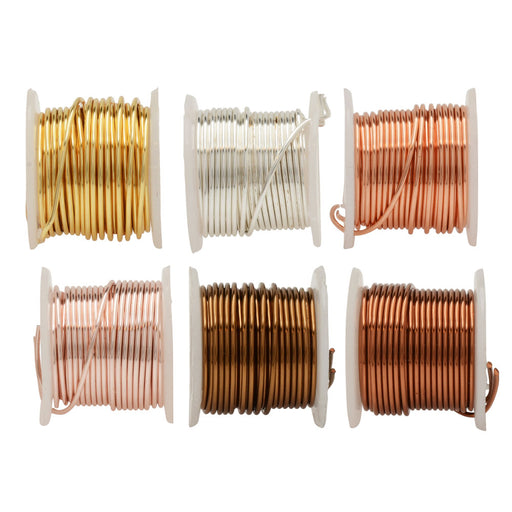 Wire Elements, Tarnish Resistant Copper Wire, 20 Gauge 1 Yard Each (.091 Meters), 6 Spool Pack, Assorted Finishes
