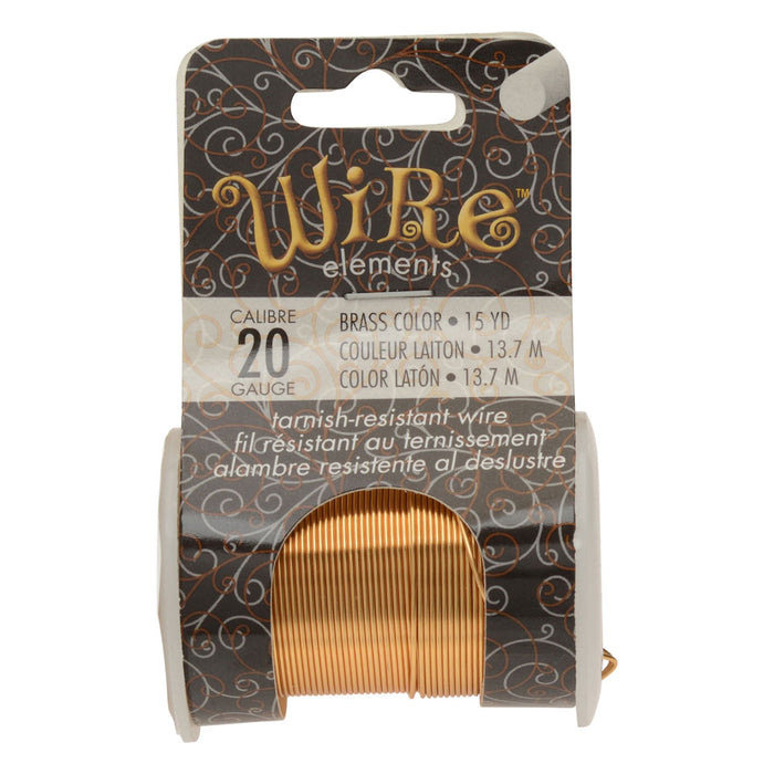 Wire Elements, Tarnish Resistant Brass Color Coated Wire, 20 Gauge 15 Yards (13.7 Meters), 1 Spool