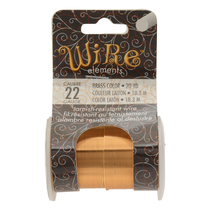 Wire Elements, Tarnish Resistant Brass Color Coated Wire, 22 Gauge 20 Yards (18.2 Meters), 1 Spool