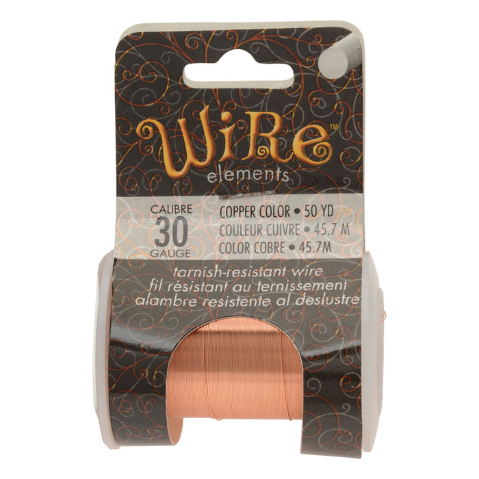Wire Elements, Tarnish Resistant Copper Color Coated Wire, 30 Gauge 50 Yards (45.7 Meters), 1 Spool