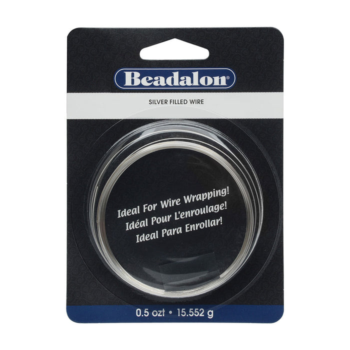 Beadalon Silver Filled Wire, Half Hard / Round 22 Gauge Thick, 0.5 Ounces, Silver
