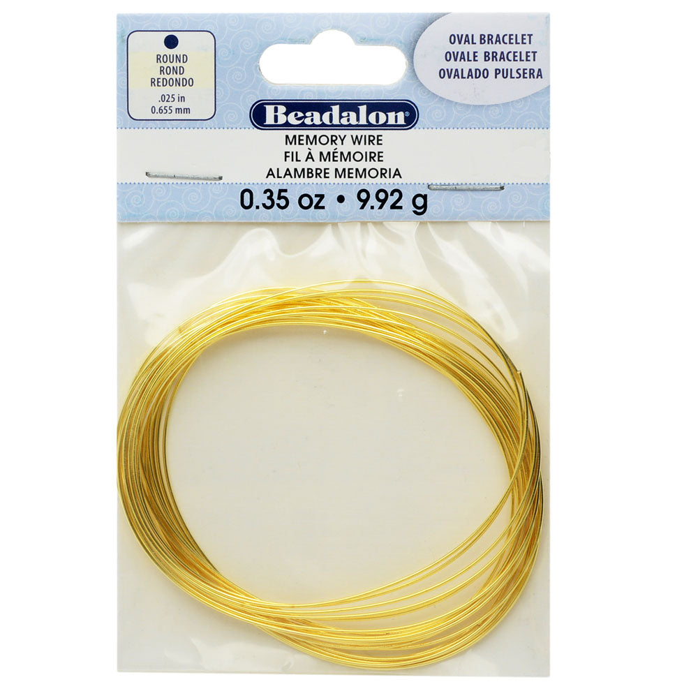 Memory Wire, Bracelet Oval 2.75 Inch Diameter, 23 Loops, Gold Plated