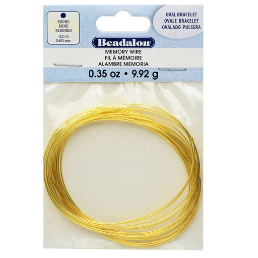 Memory Wire, Bracelet Oval 2.75 Inch Diameter, 23 Loops, Gold Plated