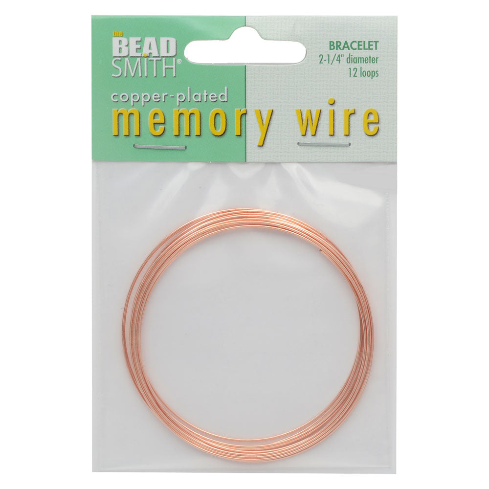 Memory Wire, Bracelet Round Size Medium 2.25 Inch Diameter, 12 Loops, Copper Plated