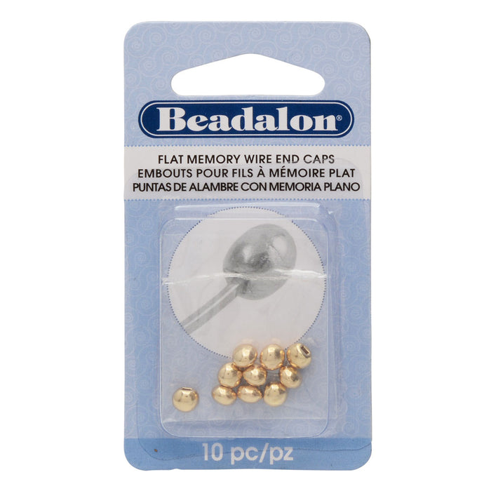Beadalon End Cap Beads for Memory Wire, Oval Glue In 5x4mm, Gold Plated (10 Pieces)