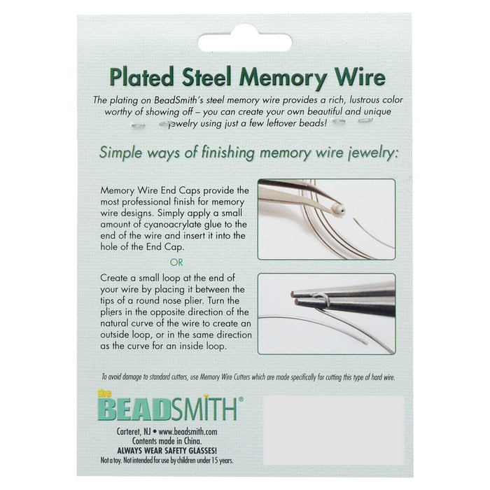 The Beadsmith Assorted Memory Wire Variety Pack - Silver Plated - 10 Loops Per Size
