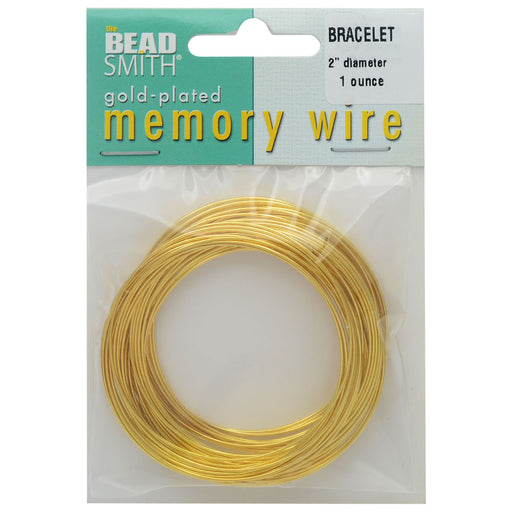 Memory Wire, Bracelet Round Size Small 2 Inch Diameter, 57 Loops, Gold Plated