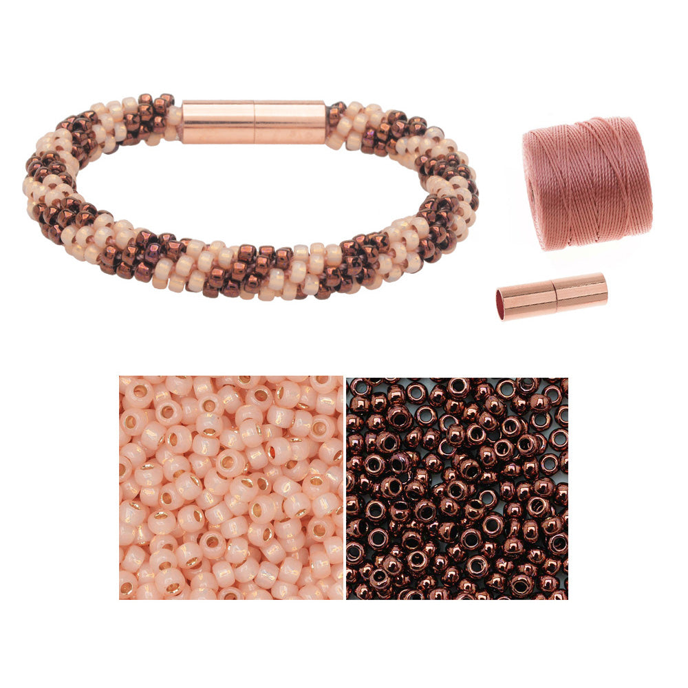 Refill - Splendid Spiral Kumihimo Bracelet in Pink and Bronze - Exclusive Beadaholique Jewelry Kit