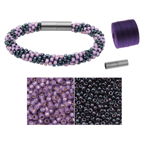 Refill - Splendid Spiral Kumihimo Bracelet in Purple and Gun Metal - Exclusive Beadaholique Jewelry Kit