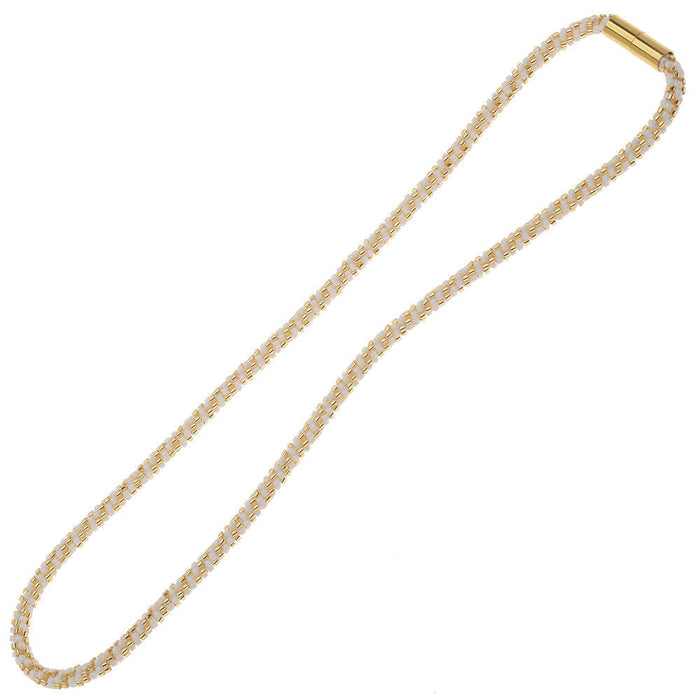 Refill - Beaded Kumihimo Wrap Bracelet Kit-Gold/Wht - Exclusive Beadaholique Jewelry Kit