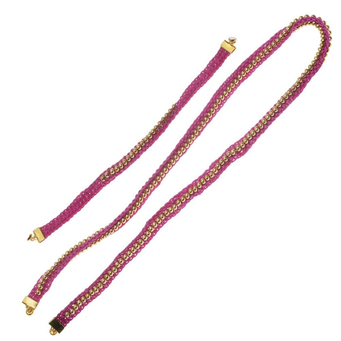 Refill - Beaded Flat Kumihimo Bracelet Set - Pink/Gold - Exclusive Beadaholique Jewelry Kit