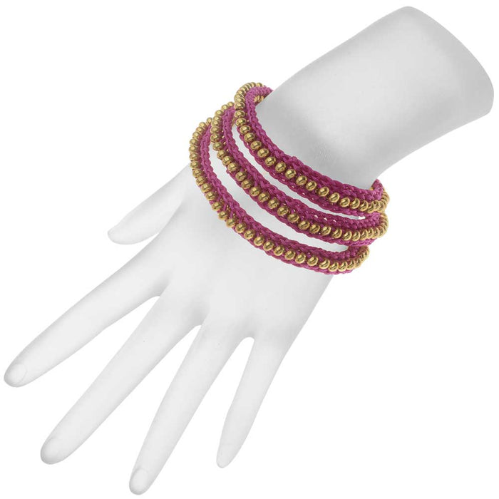 Refill - Beaded Flat Kumihimo Bracelet Set - Pink/Gold - Exclusive Beadaholique Jewelry Kit