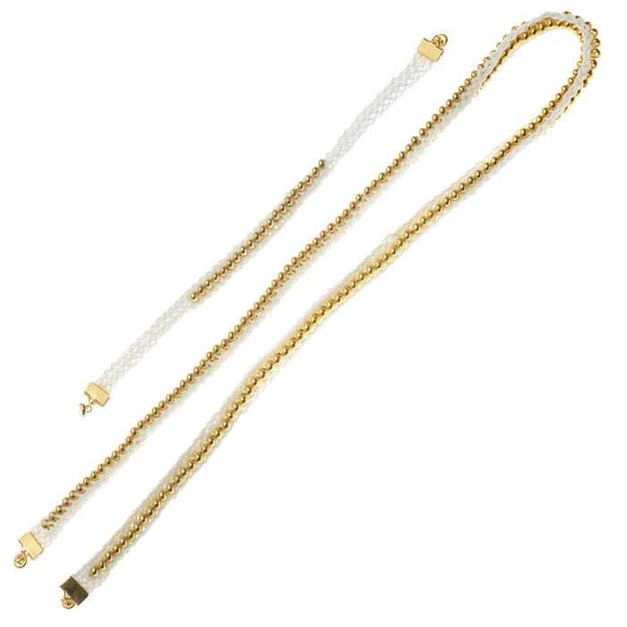 Refill - Beaded Flat Kumihimo Bracelet Set - White/Gold - Exclusive Beadaholique Jewelry Kit