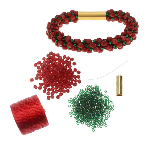 Refill - Deluxe Spiral Beaded Kumihimo Bracelet - Christmas Joy - Exclusive Beadaholique Jewelry Kit
