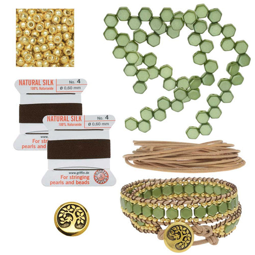 Refill - Honeycomb Double Wrapped Loom Bracelet - Olive & Brown - Exclusive Beadaholique Jewelry Kit