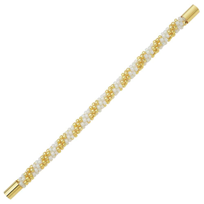 Refill - Splendid Spiral Kumihimo Bracelet in White and Gold - Exclusive Beadaholique Jewelry Kit