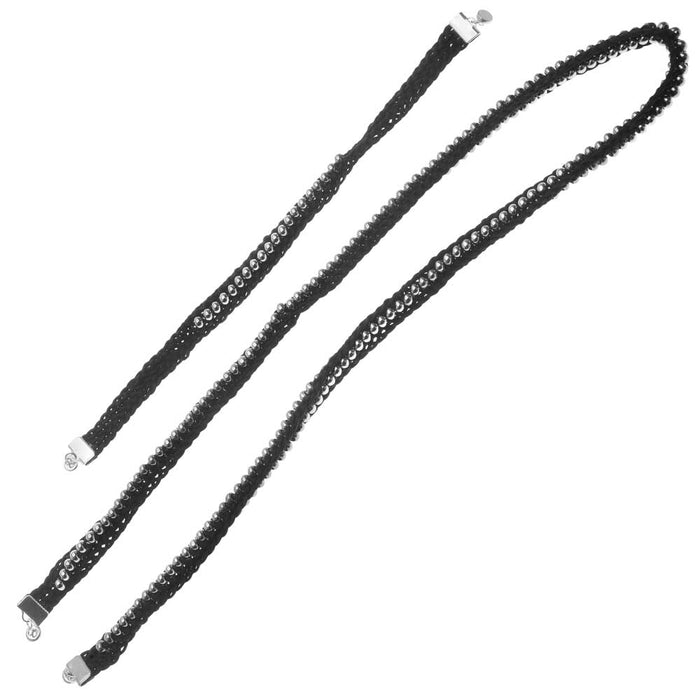 Refill - Beaded Flat Kumihimo Bracelet Set - Black/Silver - Exclusive Beadaholique Jewelry Kit