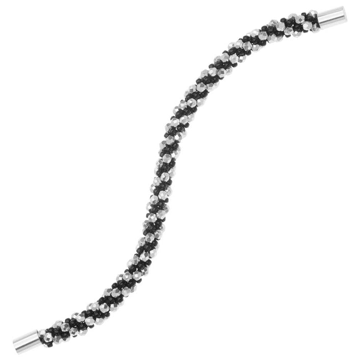 Refill - Deluxe Spiral Beaded Kumihimo Bracelet -Black & Silver- Exclusive Beadaholique Jewelry Kit