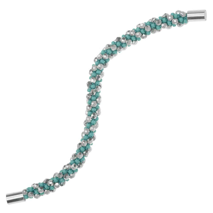 Refill -Deluxe Spiral Beaded Kumihimo Bracelet-Turquoise & Silver-Exclusive Beadaholique Jewelry Kit