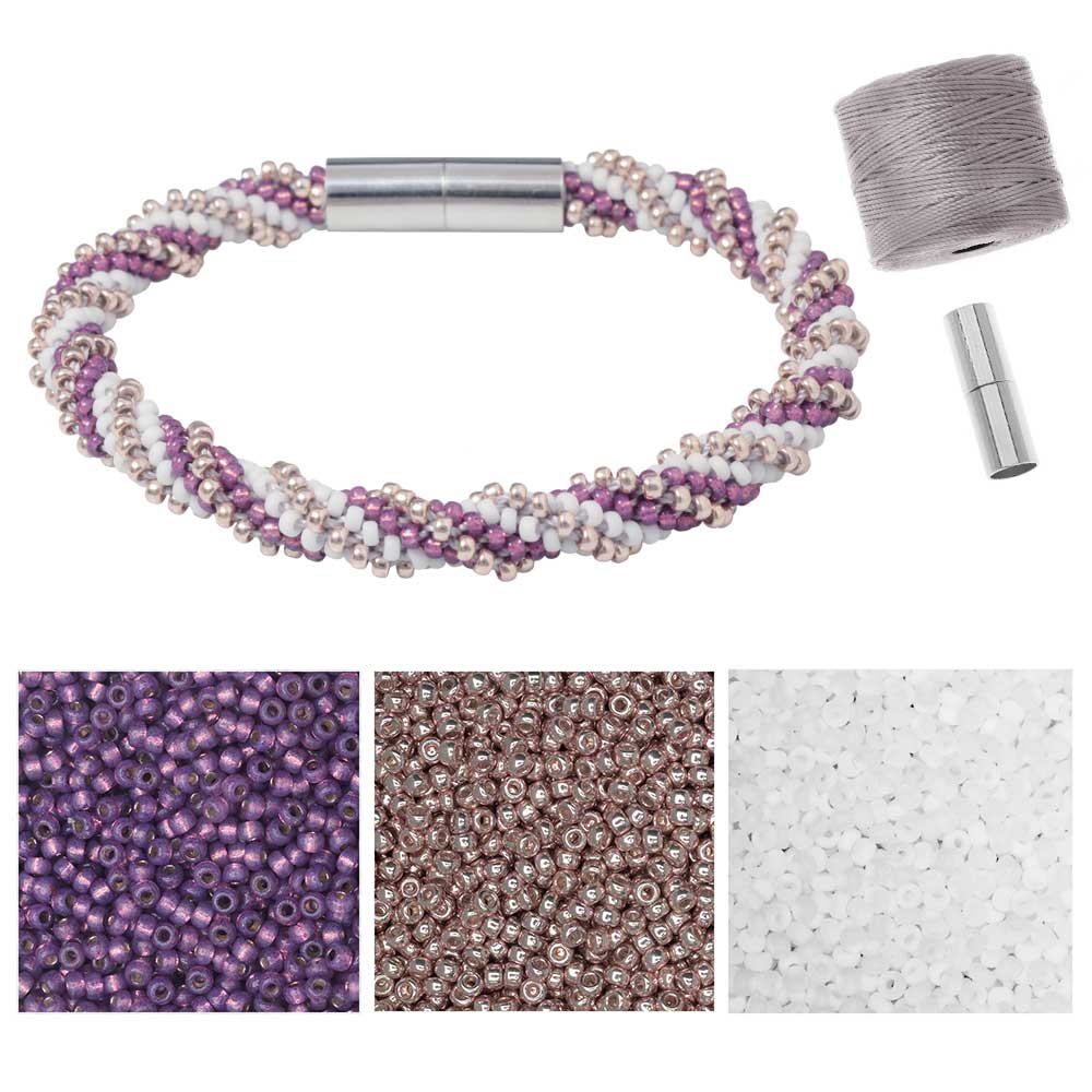 Refill - Spiral 12 Warp Beaded Kumihimo Bracelet - Sweet Orchid - Exclusive Beadaholique Jewelry Kit