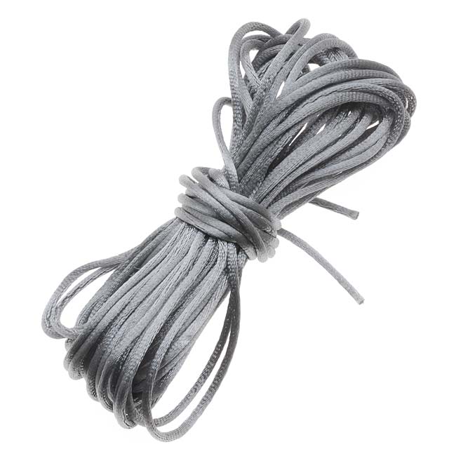 Rayon Satin Rattail 1mm Cord - Knot & Braid - Silver Gray (6 Yards)