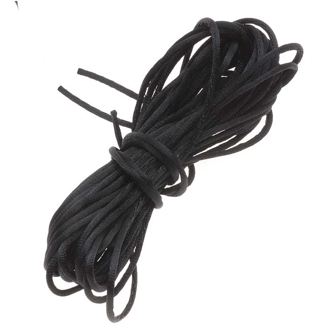 Rayon Satin Rattail 1mm Cord - Knot & Braid - Black (6 Yards)