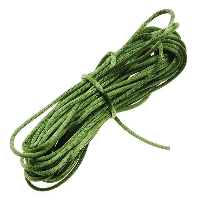 Rayon Satin Rattail 1mm Cord - Knot & Braid - Olive Green (6 Yards)