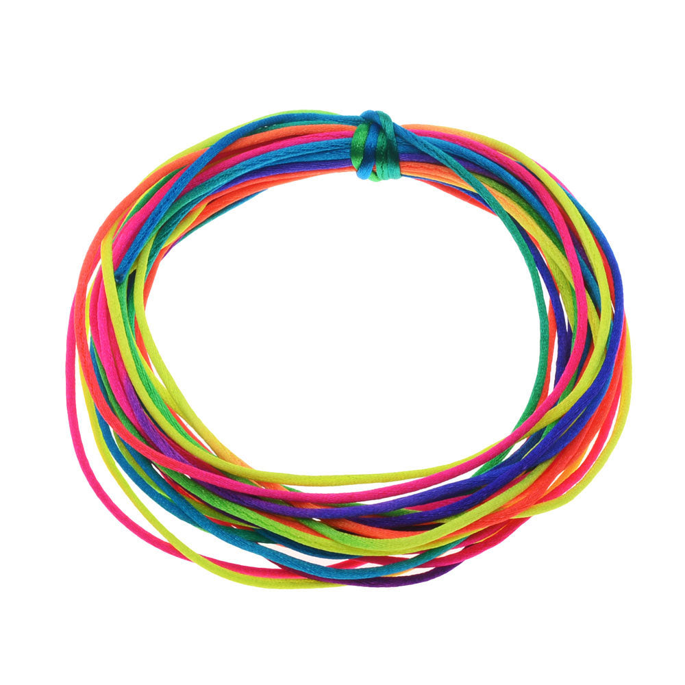 Rayon Satin Rattail 1mm Cord - Knot & Braid - Neon Rainbow (6 Yards)