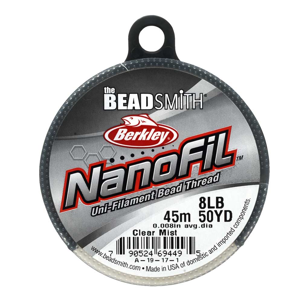 The Beadsmith NanoFil Uni-Filament Beading Thread, 50 Yards, Clear Mist  (0.008 Inch Thick) — Beadaholique