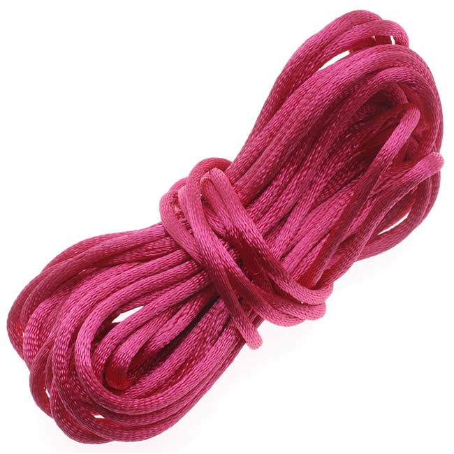 Rayon Satin Rattail 2mm Cord - Knot & Braid - Hot Pink (6 Yards)