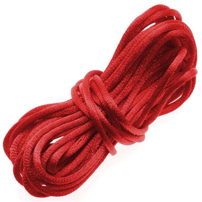Rayon Satin Rattail 2mm Cord - Knot & Braid - Red (6 Yards)