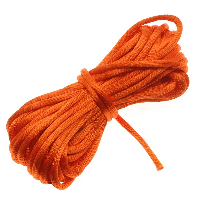Rayon Satin Rattail 2mm Cord - Knot & Braid - Orange (6 Yards)