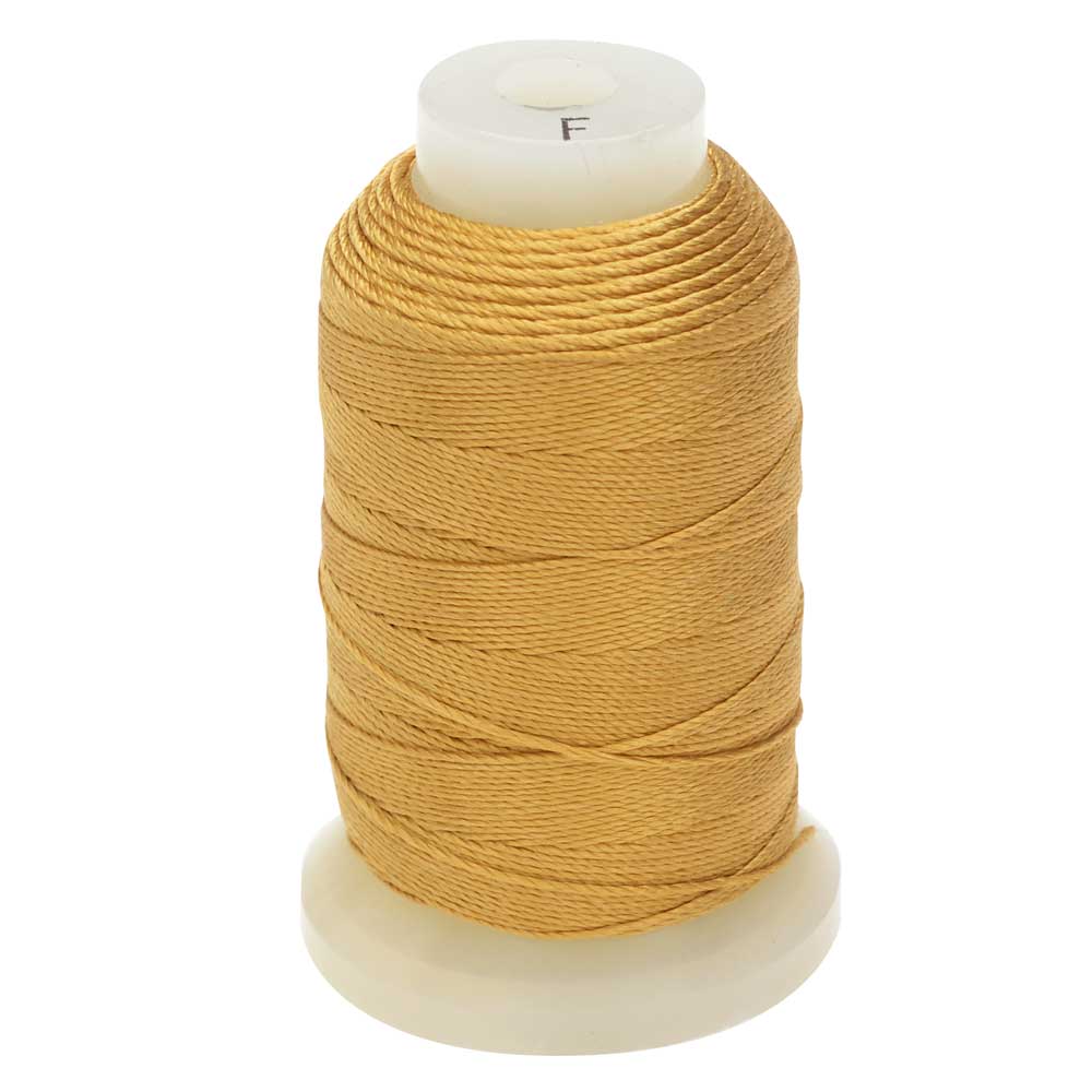 The Beadsmith 100% Silk Beading Thread, Size F, 1 Spool, Gold (140 Yards)