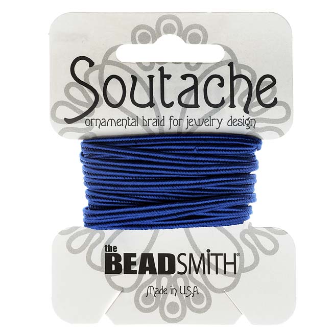The Beadsmith Soutache Braided Cord 3mm Wide - Royal Blue (3 Yard Card)