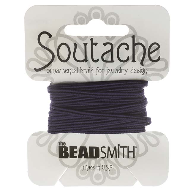 The Beadsmith Soutache Braided Cord 3mm Wide - Navy Blue (3 Yard Card)
