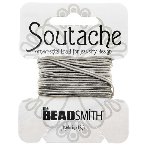 The Beadsmith Soutache Braided Cord 3mm Wide - Silver Gray (3 Yard Card)