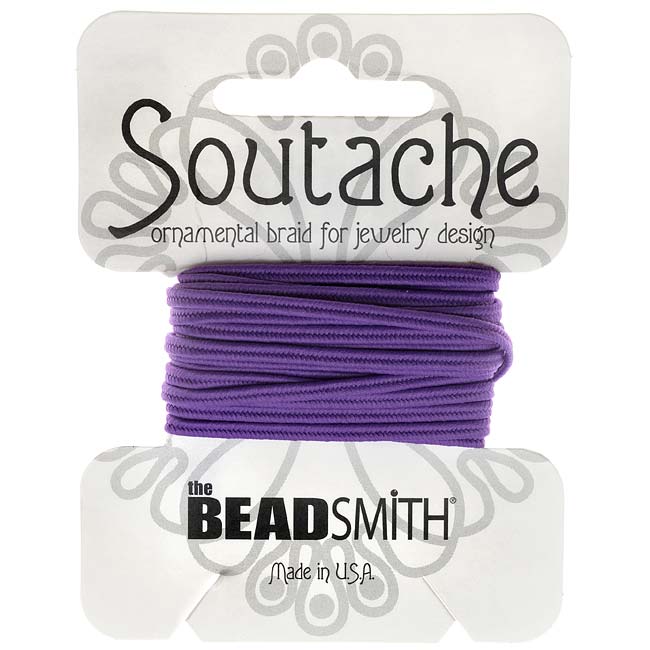The Beadsmith Soutache Braided Cord 3mm Wide - Dark Lilac Purple (3 Yds)